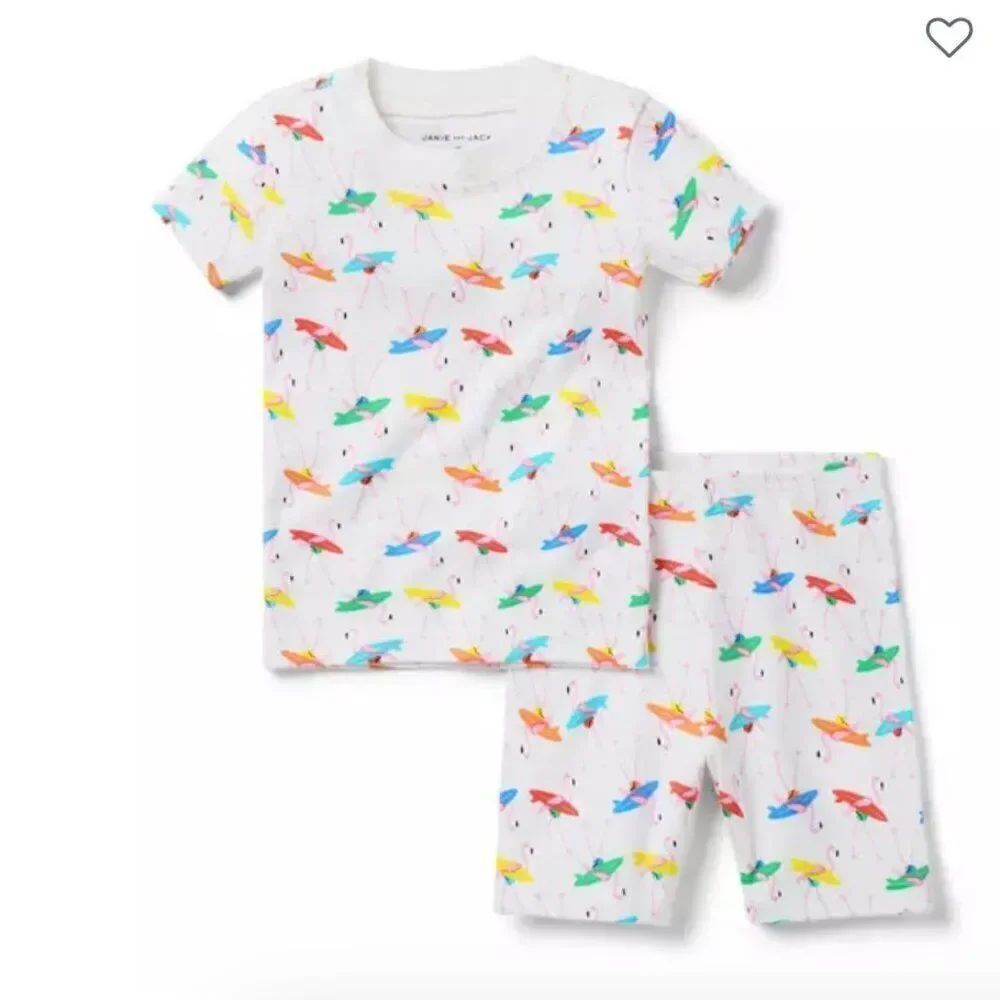 Janie and Jack 100049420 Good Night Short Pajama Flamingo Surf NWT